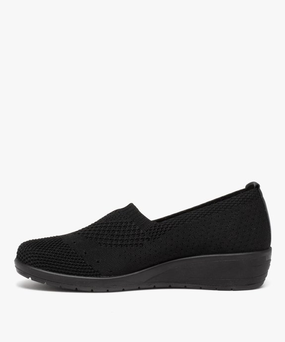 Mocassins femme confort unis en mesh à semelle compensée vue3 - GEMO (CONFORT) - GEMO