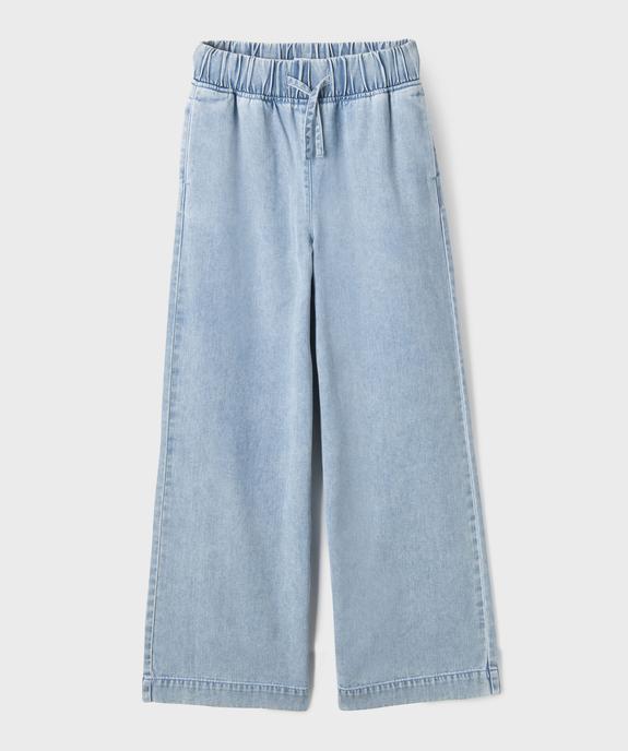 Jean large délavé à taille élastiquée fille vue1 - GEMO (JUNIOR) - GEMO
