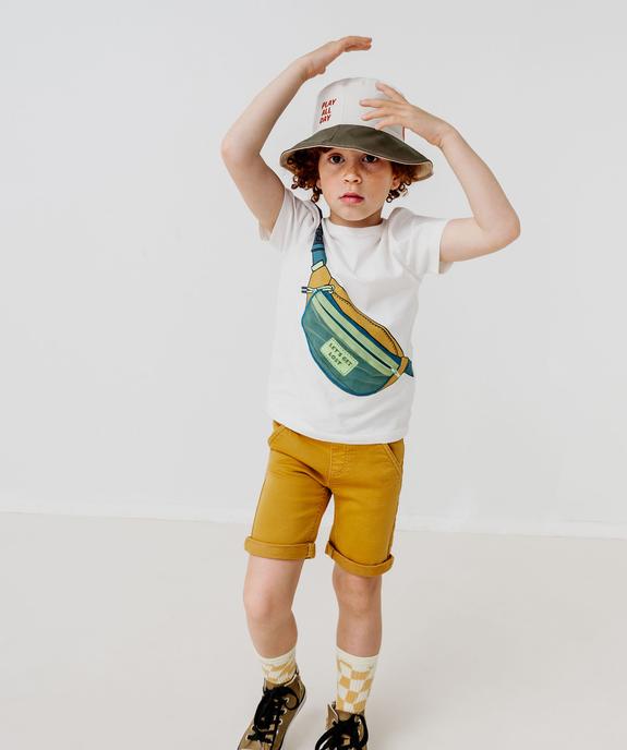 Bermuda en coton stretch coupe Regular taille ajustable garçon vue5 - GEMO (ENFANT) - GEMO