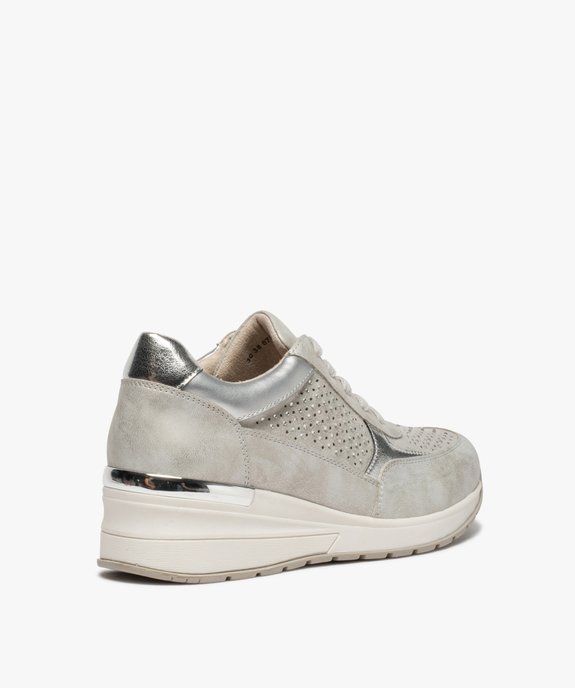 Baskets femme à talon compensé et strass fermeture lacets vue4 - GEMO (SPORTSWR) - GEMO