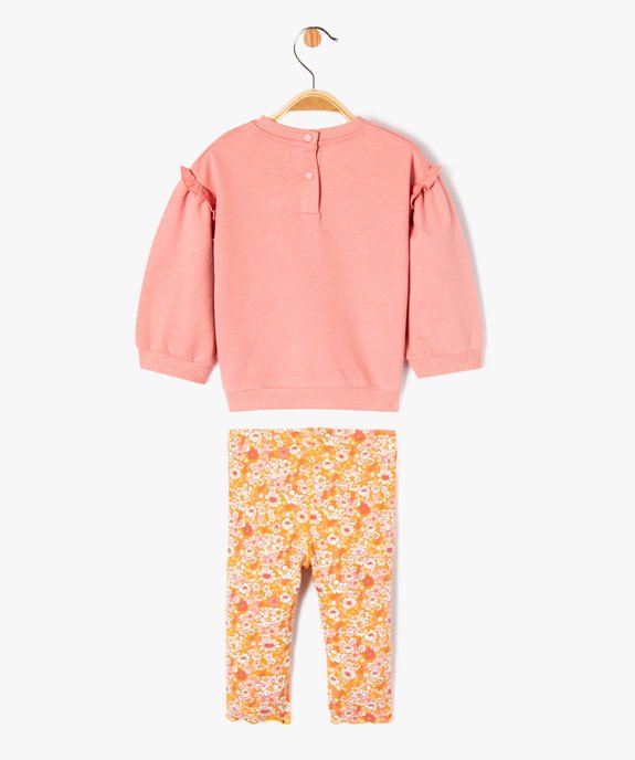 Ensemble 2 pièces sweat brodé et legging fleuri bébé fille - LuluCastagnette vue5 - LULUCASTAGNETTE - GEMO
