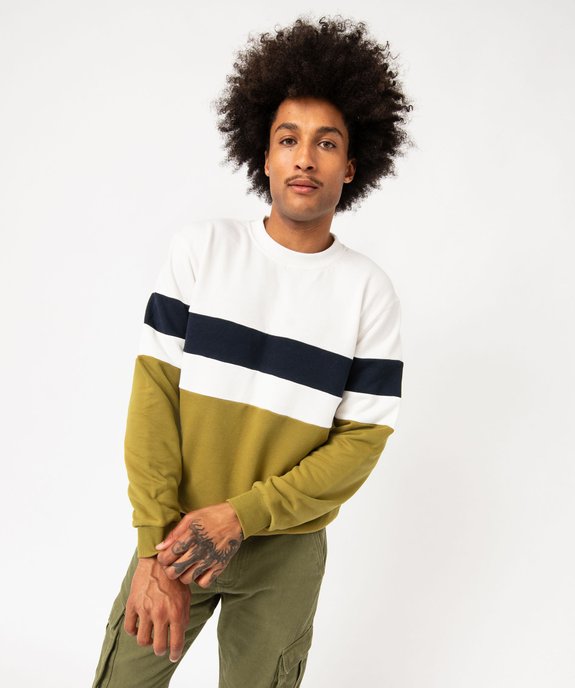 Sweat en maille bouclette tricolore homme vue1 - GEMO (HOMME) - GEMO