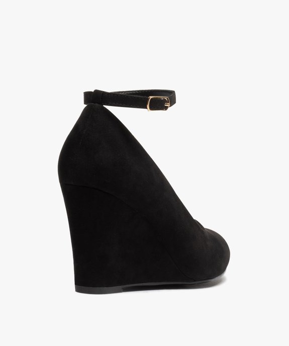 Escarpins femme à talon compensé dessus suédine unie vue4 - GEMO(URBAIN) - GEMO