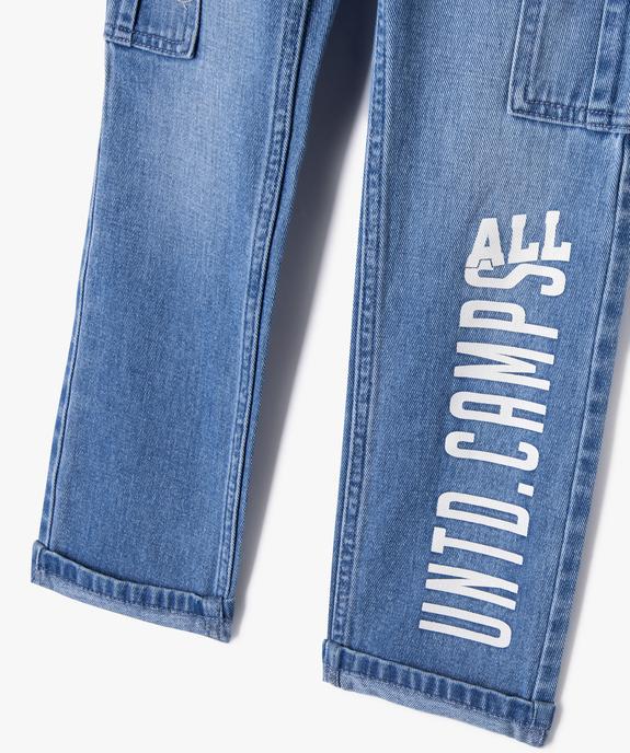 Jean cargo à taille élastique imprimé garçon - Camps United vue3 - CAMPS - GEMO