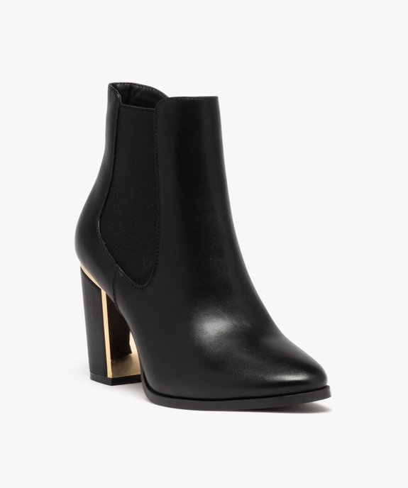 Boots femme unies à talon carré liseré métallique vue2 - GEMO(URBAIN) - GEMO