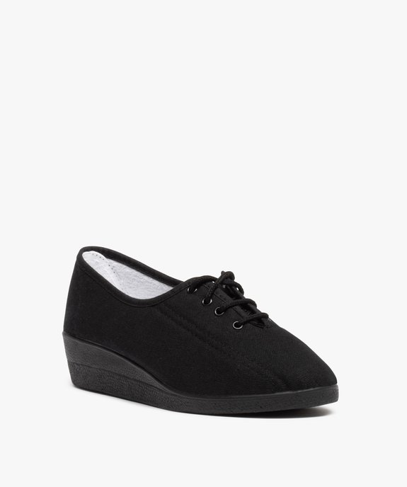 Derbies femme confort unies en toile brodée vue2 - GEMO (CONFORT) - GEMO