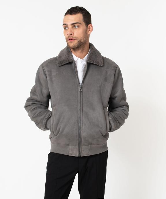 Blouson homme en suédine avec doublure chaude vue1 - GEMO (HOMME) - GEMO