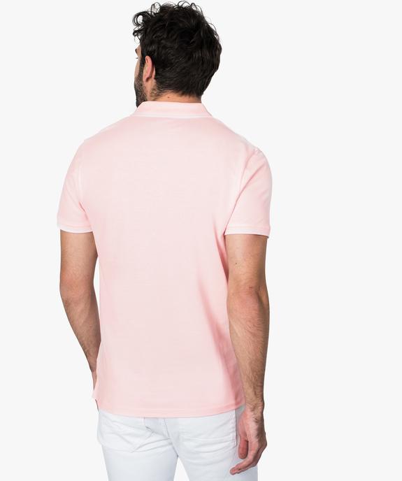 Polo homme à manches courtes avec rayures contrastantes vue3 - GEMO (HOMME) - GEMO