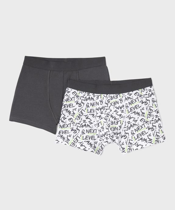 Boxers en coton biologique avec inscriptions garçon (lot de 2) vue1 - GEMO 4G GARCON - GEMO
