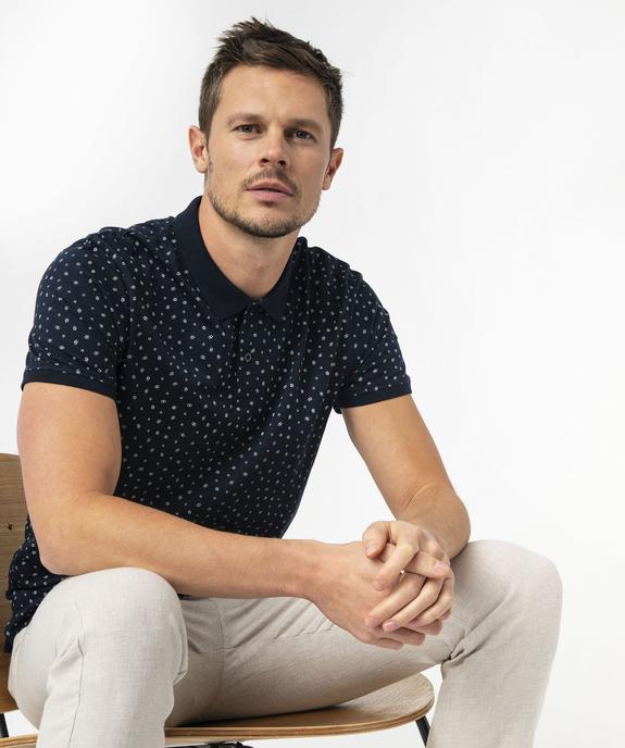Polo manches courtes en jersey à petits motifs graphiques homme vue1 - GEMO (HOMME) - GEMO