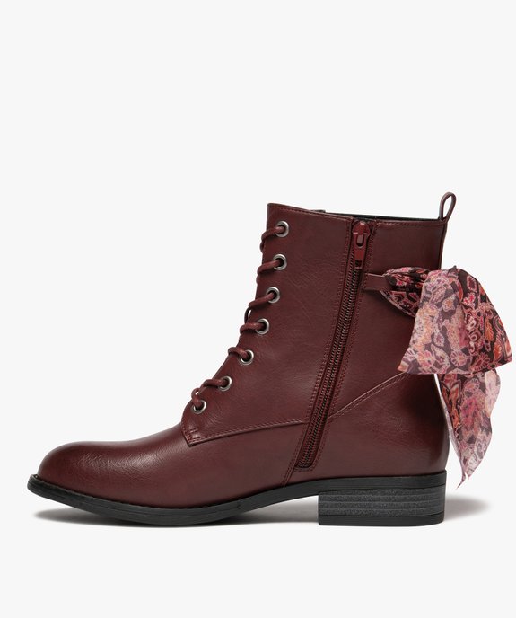 Bottines femme avec foulard coloré noué à zip et à lacets vue4 - GEMO (CASUAL) - GEMO