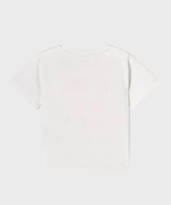 Tee-shirt manches courtes coupe oversize avec motif pailleté fille vue3 - GEMO (ENFANT) - GEMO