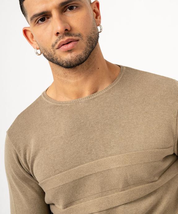 Pull en maille fine avec bandes sur la poitrine homme vue2 - GEMO (HOMME) - GEMO