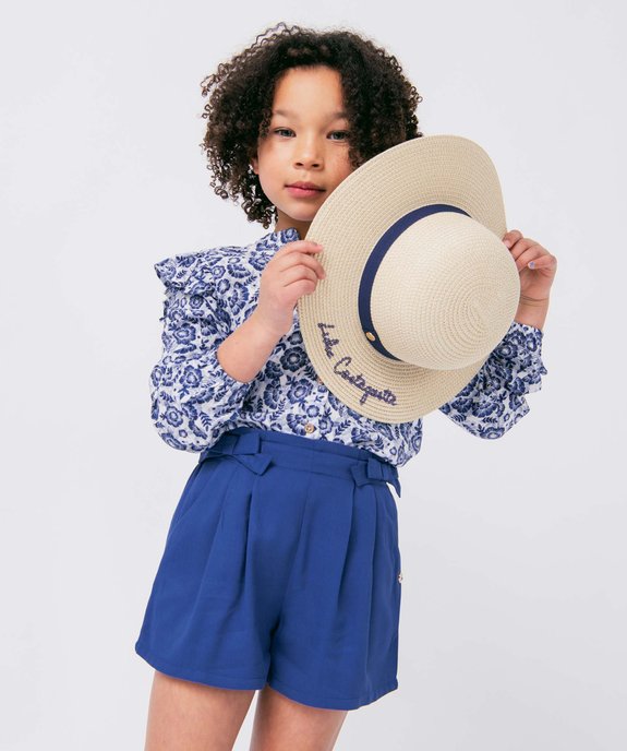 Chapeau fille en paille avec broderie en sequins - LuluCastagnette vue1 - LULUCASTAGNETTE - GEMO