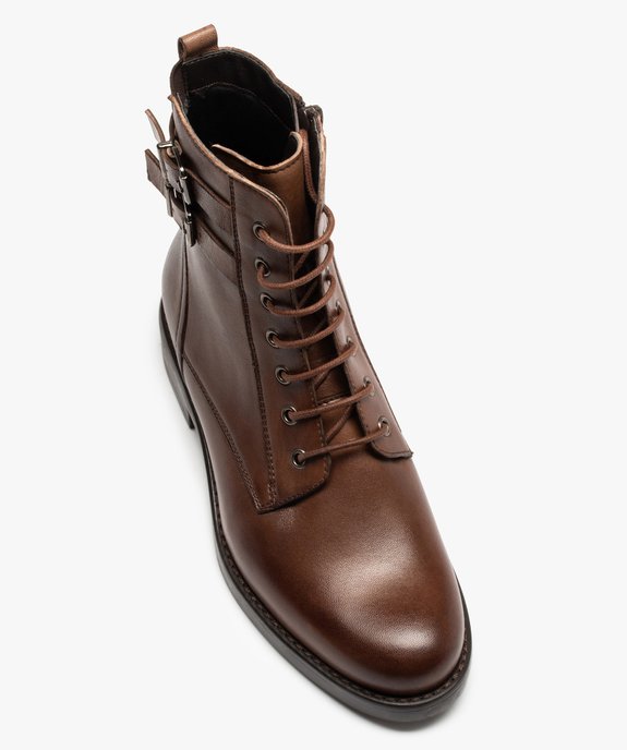 Bottines femme plates dessus cuir façon godillot – Tanéo vue6 - TANEO - GEMO