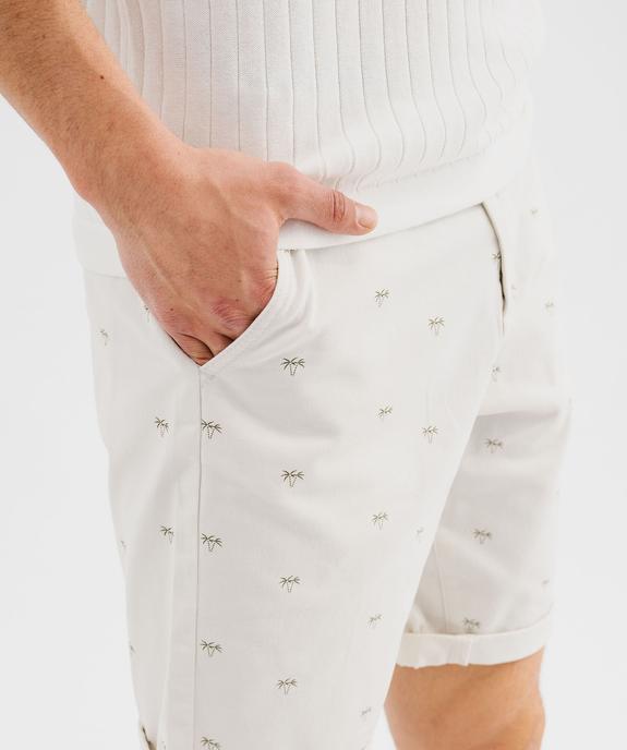 Bermuda coupe chino en toile de coton stretch imprimée homme vue5 - GEMO 4G HOMME - GEMO