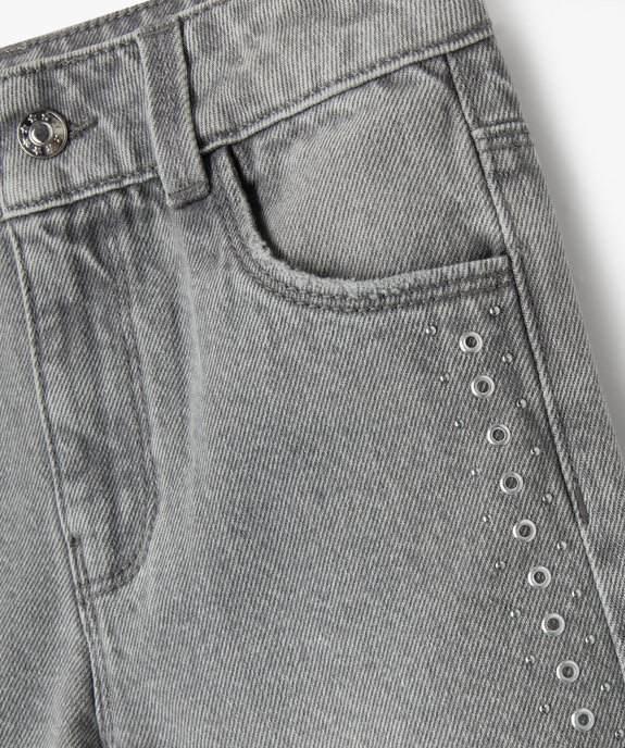 Jean wide leg à clous argentés et taille ajustable fille vue3 - GEMO (ENFANT) - GEMO