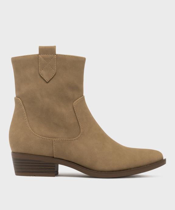 Boots santiags unies à zip femme - Follow Me vue1 - FOLLOW ME - GEMO