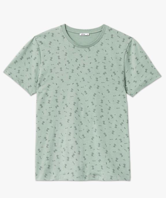 Tee-shirt homme manches courtes à micro motifs palmiers vue4 - GEMO (HOMME) - GEMO