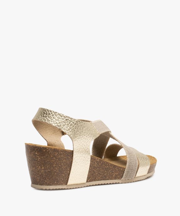  Sandales femme compensées dessus cuir élastiqué vue4 - GEMO(URBAIN) - GEMO