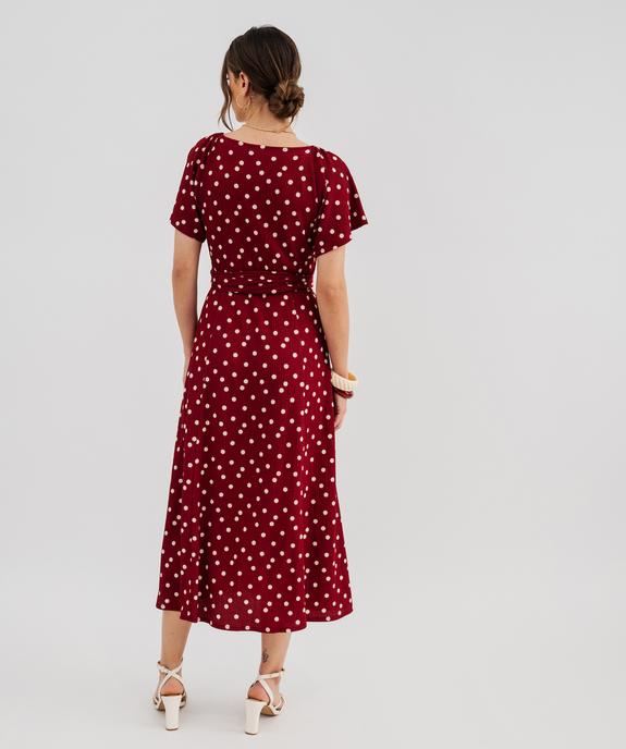 Robe longue cache-cœur en maille souple femme vue3 - GEMO 4G FEMME - GEMO