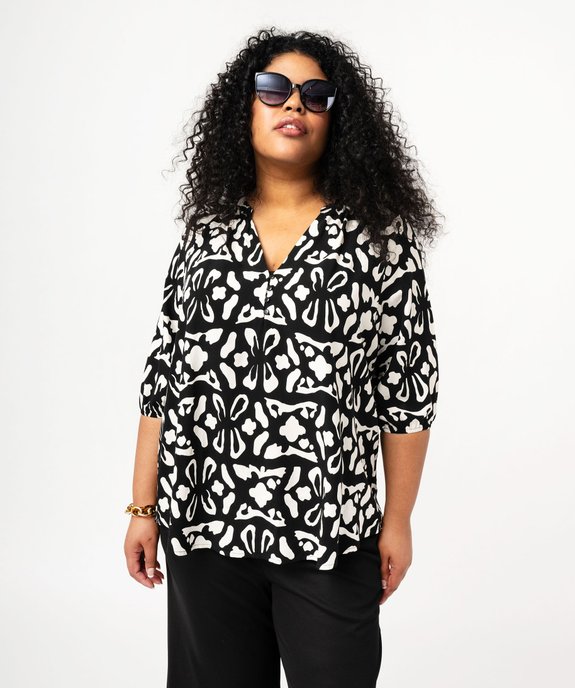 Blouse imprimée à manches 3/4 femme grande taille vue6 - GEMO 4G GT - GEMO