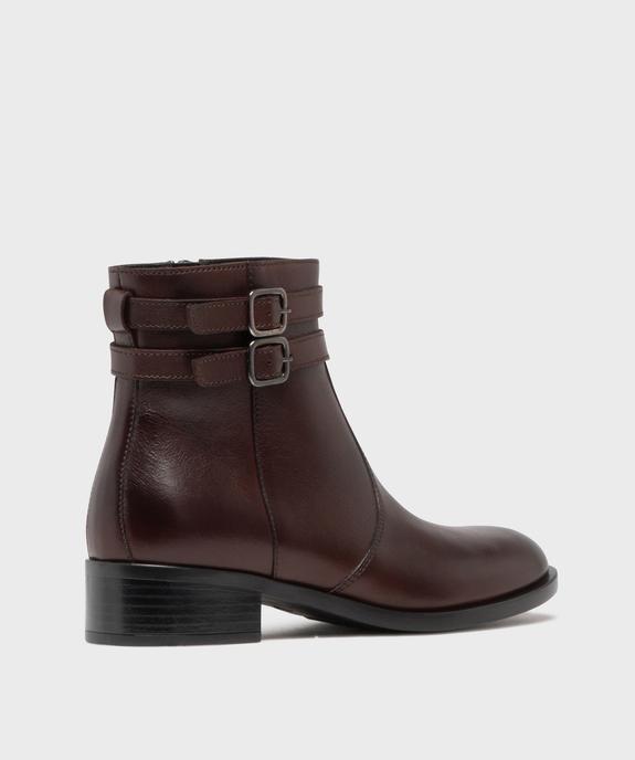 Boots en cuir à talon plat et zip femme - Tanéo vue4 - TANEO - GEMO