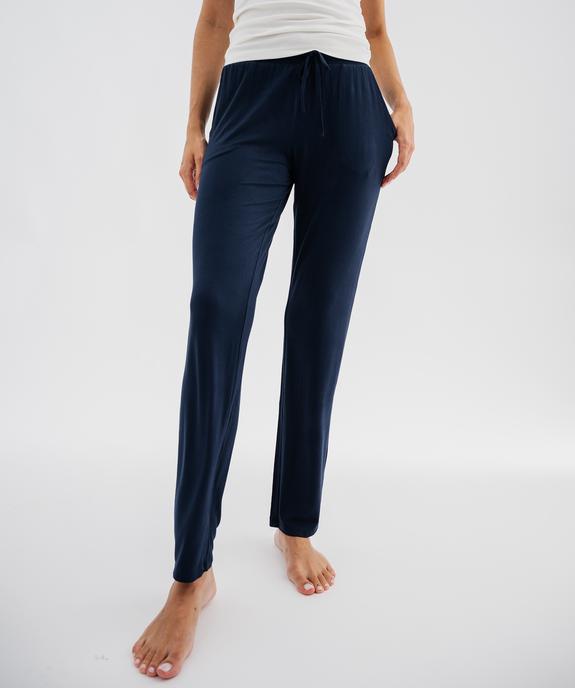 Bas de pyjama en viscose extensible coupe droite femme vue1 - GEMO 4G FEMME - GEMO