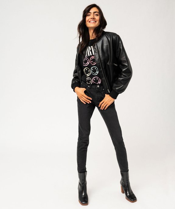 Tee-shirt manches courtes imprimé femme - Nirvana vue5 - BLACK PINK - GEMO
