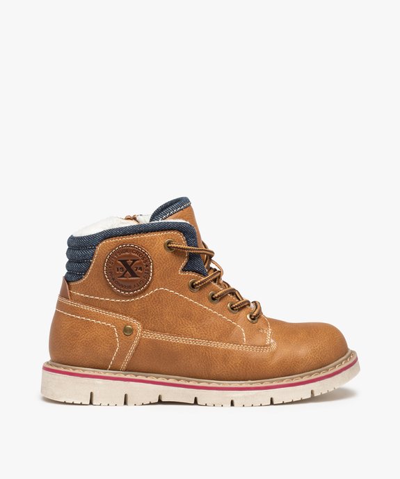Boots fourrées garçon style montagnard à lacets et zip vue1 - GEMO 4G GARCON - GEMO