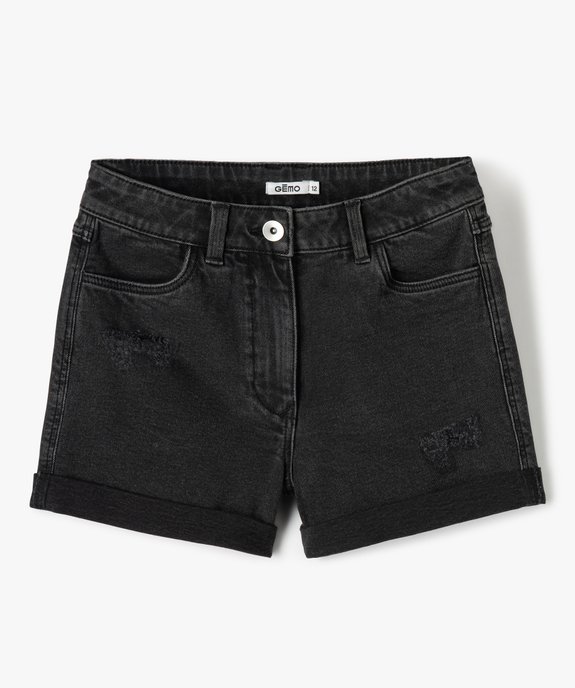 Short en jean fille taille haute en denim patiné vue1 - GEMO (JUNIOR) - GEMO