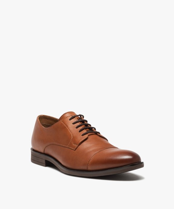 Derbies homme classiques dessus cuir uni vue3 - GEMO(URBAIN) - GEMO
