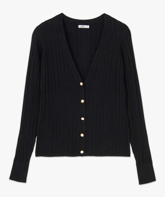 Gilet femme en maille côtelée avec boutons métalliques vue4 - GEMO(FEMME PAP) - GEMO