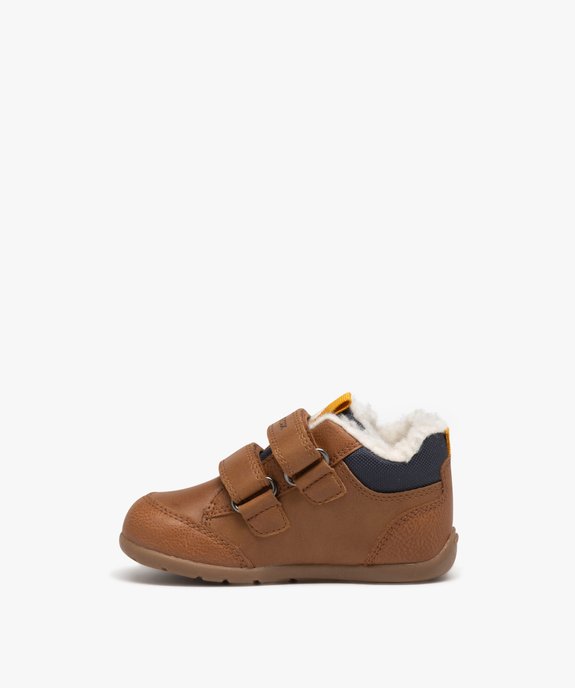 Chaussures premiers bébé garçon fourrées sherpa à double scratch - Geox vue3 - GEOX - GEMO