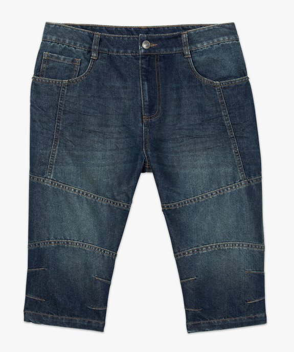 Pantacourt homme en jean avec surpiqûres vue4 - GEMO (HOMME) - GEMO