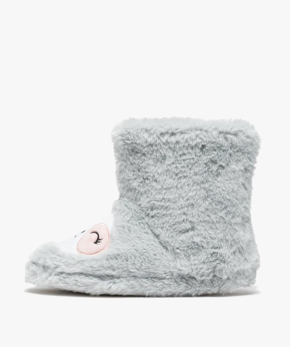 Chaussons fille boots brodés bébé phoque vue3 - GEMO 4G FILLE - GEMO