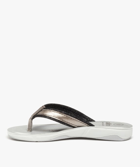 Tongs femme à semelle rembourrée et détails métallisés vue3 - GEMO (PLAGE) - GEMO