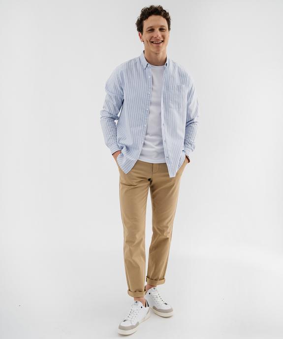 Chemise manches longues regular en coton rayé homme vue4 - GEMO 4G HOMME - GEMO