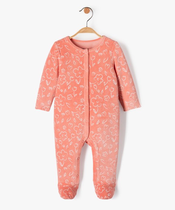Pyjama bébé fille velours à motifs renards et petites fleurs vue2 - GEMO(BB COUCHE) - GEMO