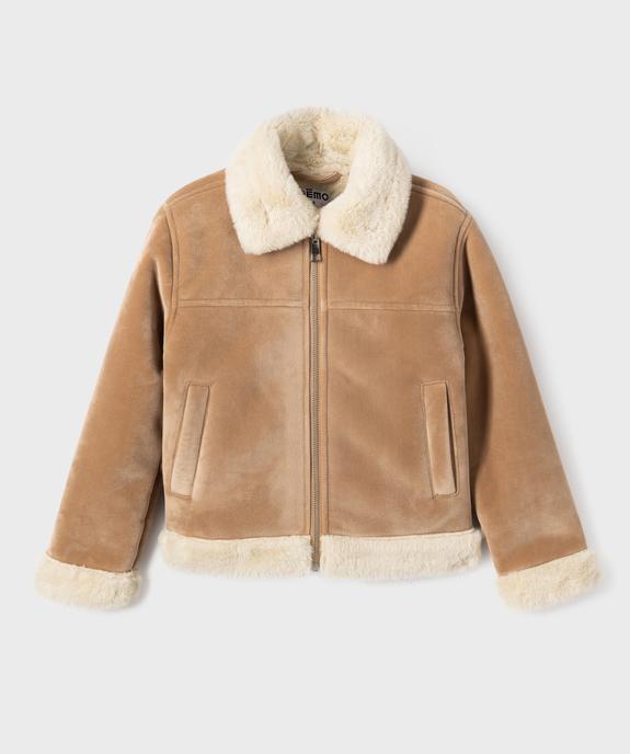 Veste aviateur en velours et fourrure imitation fille vue2 - GEMO (ENFANT) - GEMO