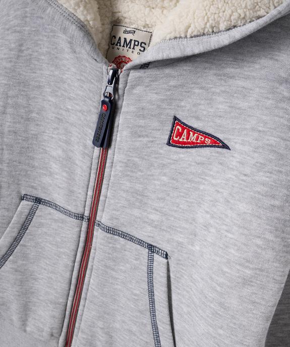 Sweat zippé à capuche avec doublure sherpa garçon - Camps United vue2 - CAMPS - GEMO