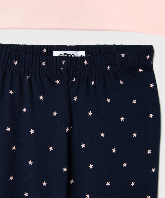 Pyjama bicolore avec motif lune et étoiles fille vue3 - GEMO 4G FILLE - GEMO