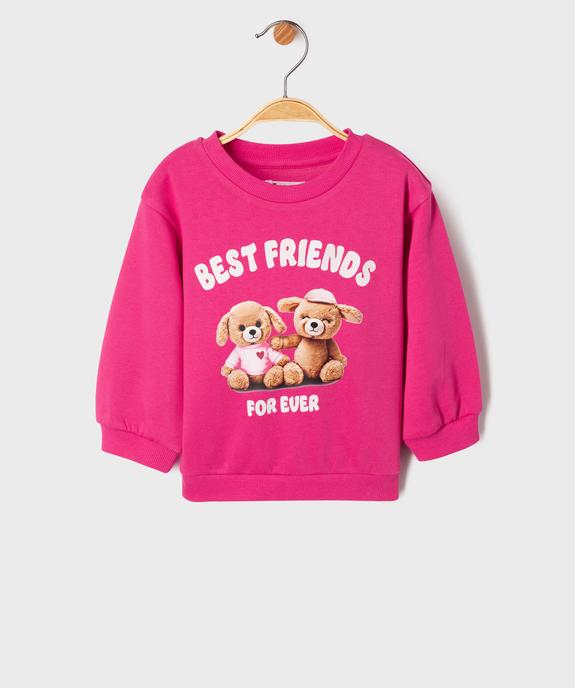 Sweat en molleton doux imprimé fantaisie bébé fille vue1 - GEMO 4G BEBE - GEMO