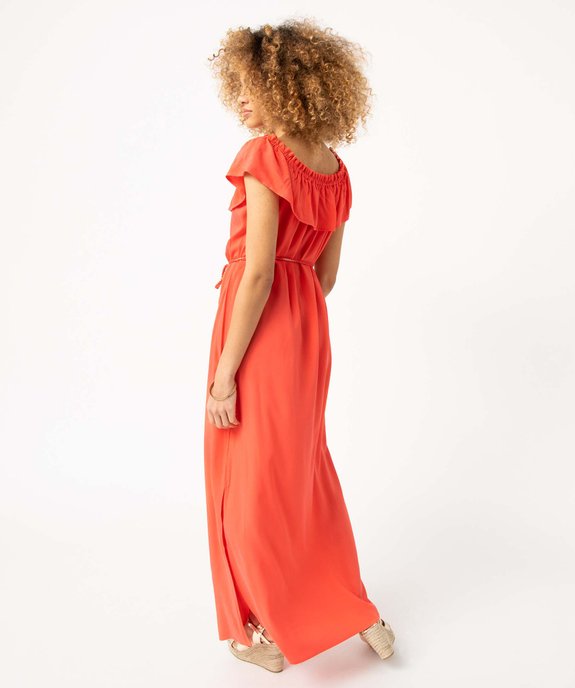 Robe femme longueur chevilles avec large volant sur le col vue3 - GEMO 4G FEMME - GEMO
