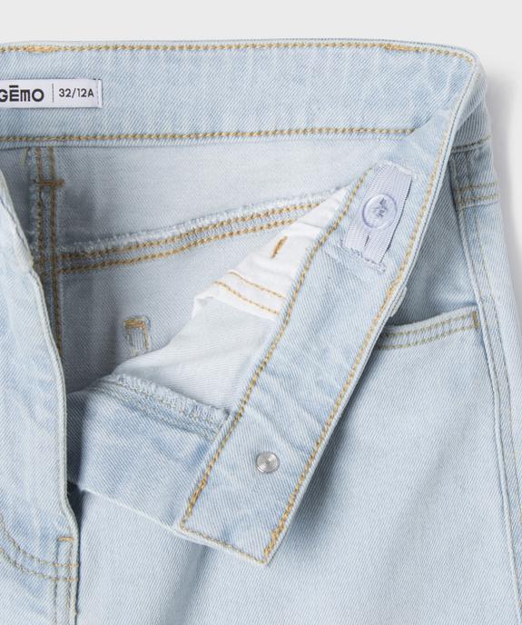 Short en jean stretch à taille haute et revers fille vue2 - GEMO (JUNIOR) - GEMO