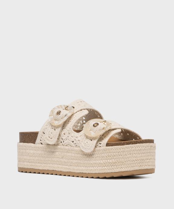 Mules à double bride façon macramé sur semelle plateforme femme - 5 Miles vue2 - 5 MILES - GEMO