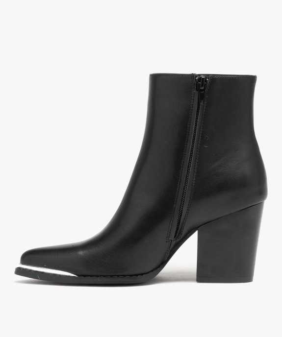 Boots femme unies à talon haut carré et bout pointu à liseré métallisé vue3 - GEMO(URBAIN) - GEMO