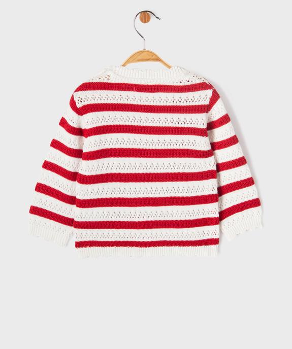 Pull rayé en maille ajourée bébé fille - LuluCastagnette vue4 - LULUCASTAGNETTE - GEMO