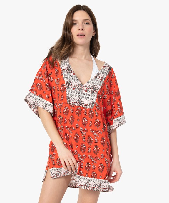 Tunique de plage femme imprimée avec manches kimono vue1 - GEMO (PLAGE) - GEMO