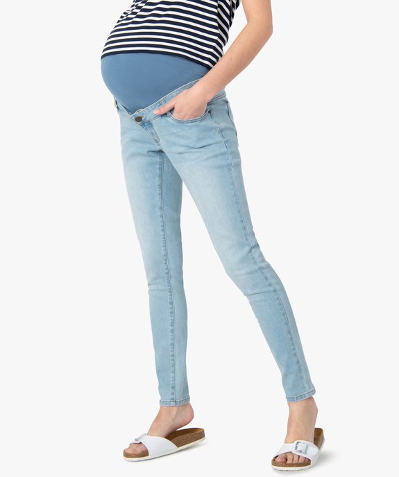 Jean de grossesse slim 4 poches avec bandeau jersey vue1 - GEMO (MATER) - GEMO